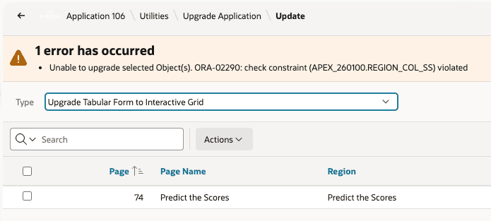 Upgrade APEX 24.1 app to APEX 26.1